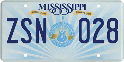 MS license plate ZSN028