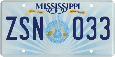 MS license plate ZSN033