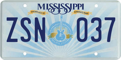 MS license plate ZSN037