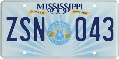 MS license plate ZSN043
