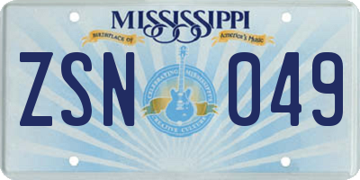 MS license plate ZSN049