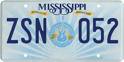 MS license plate ZSN052