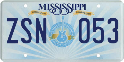 MS license plate ZSN053