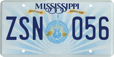 MS license plate ZSN056
