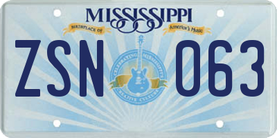MS license plate ZSN063