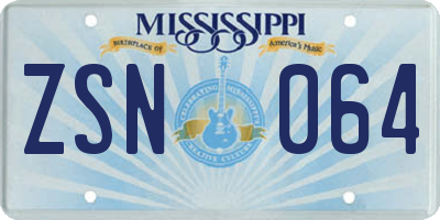 MS license plate ZSN064