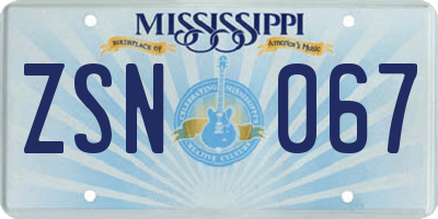 MS license plate ZSN067