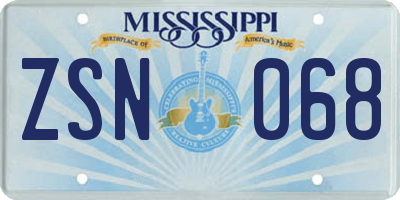 MS license plate ZSN068