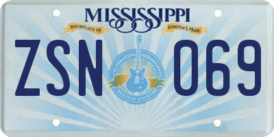 MS license plate ZSN069