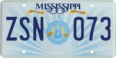 MS license plate ZSN073