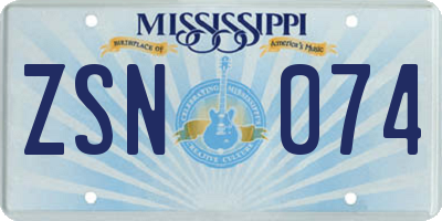 MS license plate ZSN074