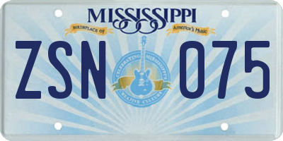 MS license plate ZSN075