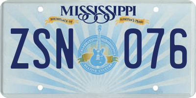 MS license plate ZSN076