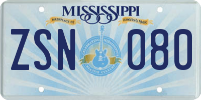 MS license plate ZSN080