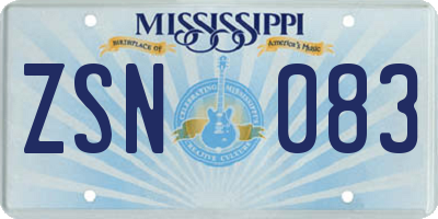 MS license plate ZSN083