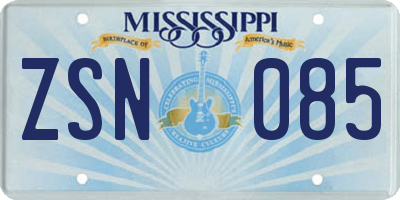 MS license plate ZSN085