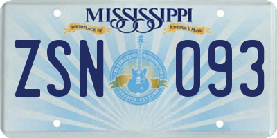 MS license plate ZSN093