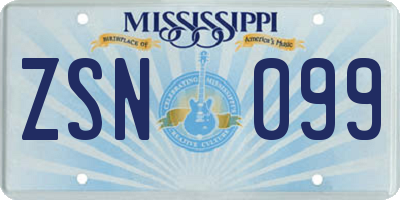 MS license plate ZSN099