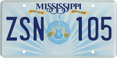 MS license plate ZSN105