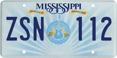 MS license plate ZSN112