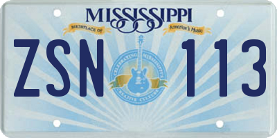 MS license plate ZSN113