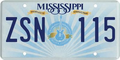 MS license plate ZSN115