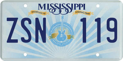 MS license plate ZSN119