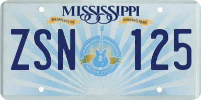 MS license plate ZSN125