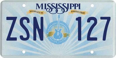 MS license plate ZSN127