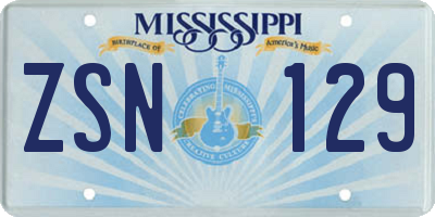 MS license plate ZSN129