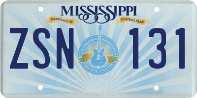 MS license plate ZSN131