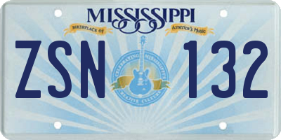 MS license plate ZSN132