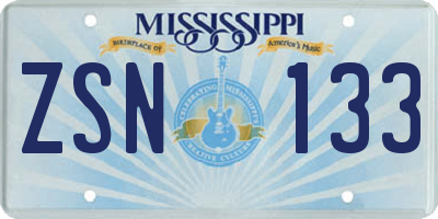 MS license plate ZSN133