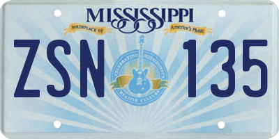 MS license plate ZSN135