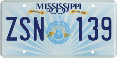 MS license plate ZSN139