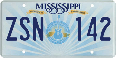 MS license plate ZSN142