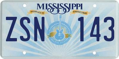 MS license plate ZSN143