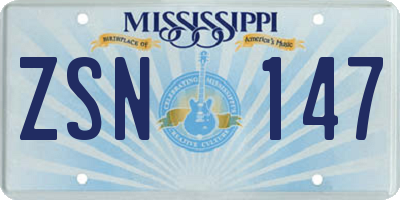 MS license plate ZSN147