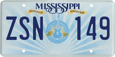 MS license plate ZSN149