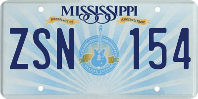 MS license plate ZSN154