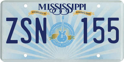 MS license plate ZSN155