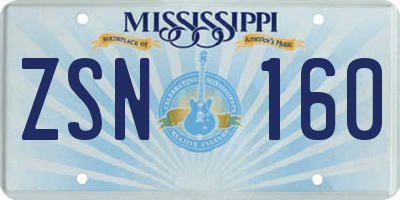 MS license plate ZSN160