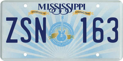 MS license plate ZSN163