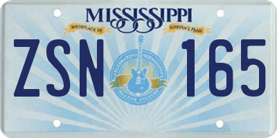 MS license plate ZSN165
