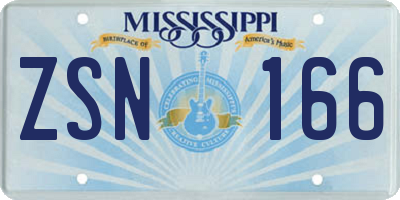 MS license plate ZSN166