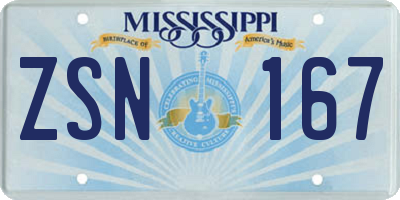 MS license plate ZSN167