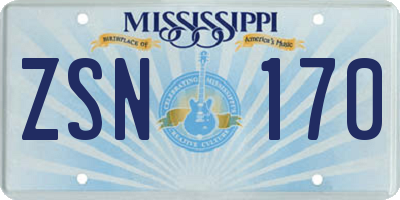MS license plate ZSN170