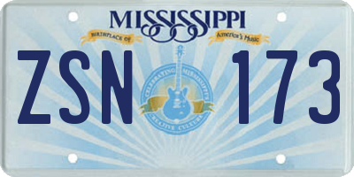 MS license plate ZSN173