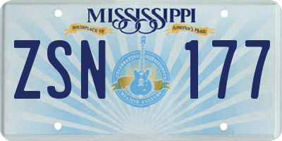 MS license plate ZSN177