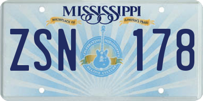 MS license plate ZSN178